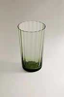 GLASS SOFT DRINK TUMBLER WITH LINE DESIGN