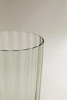 GLASS SOFT DRINK TUMBLER WITH LINE DESIGN