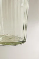 GLASS SOFT DRINK TUMBLER WITH LINE DESIGN