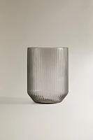 BOROSILICATE GLASS TUMBLER WITH RAISED LINES