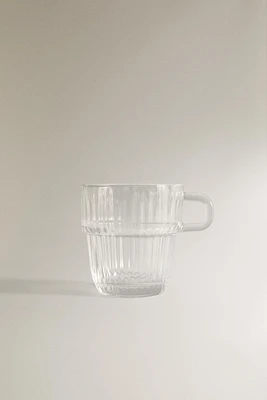 GLASS CUP WITH RAISED DESIGN