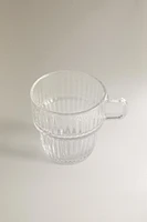 GLASS CUP WITH RAISED DESIGN