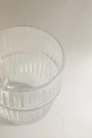 GLASS CUP WITH RAISED DESIGN