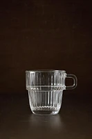 GLASS CUP WITH RAISED DESIGN