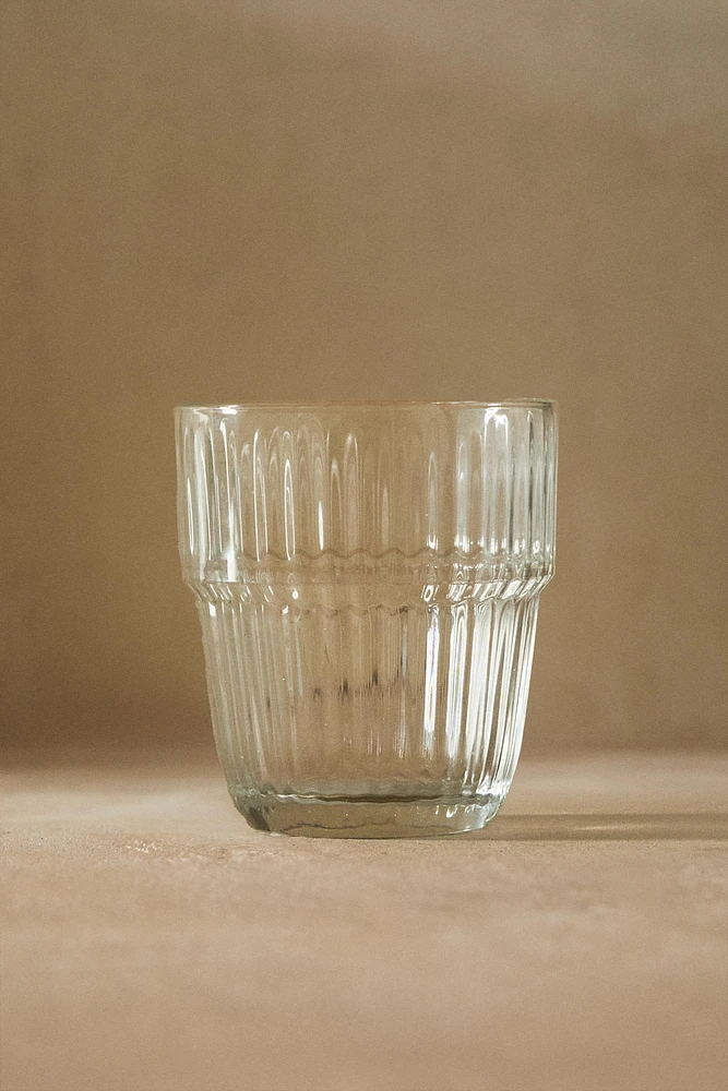 RAISED DESIGN GLASS TUMBLER