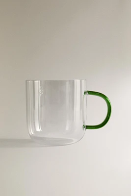 BOROSILICATE GLASS MUG WITH COLORED HANDLE