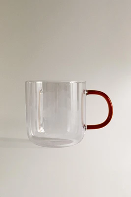 BOROSILICATE GLASS MUG WITH COLORED HANDLE