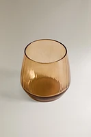 GLASS TUMBLER WITH LINE DESIGN