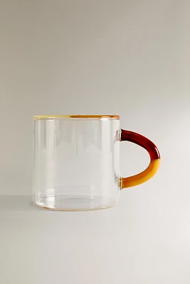 BOROSILICATE GLASS MUG WITH COLORED HANDLE