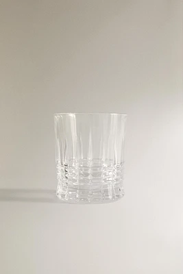 CRYSTALLINE TUMBLER WITH RAISED DESIGN