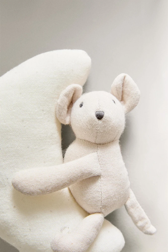 CHILDREN’S PLUSH TOY RATTLE WITH A MOUSE AND MOON