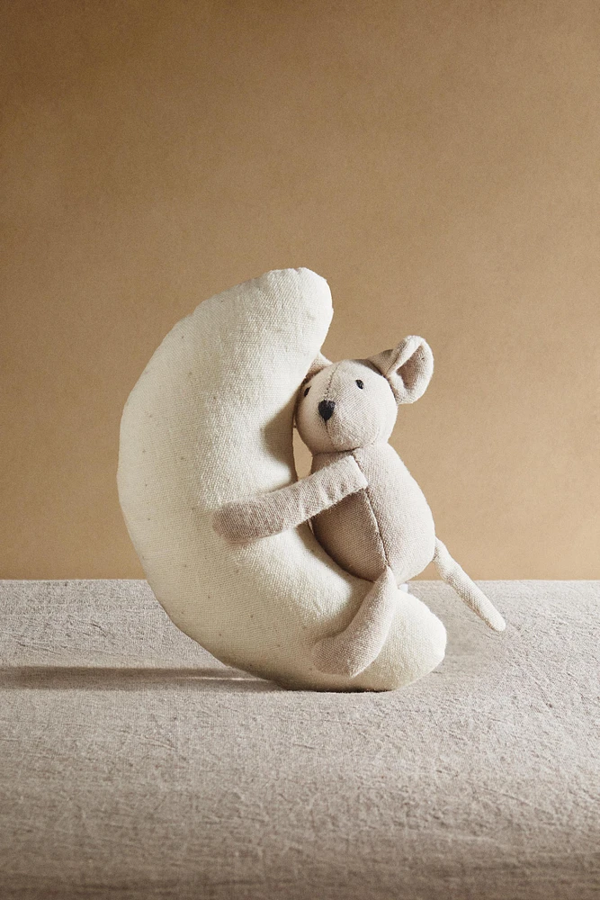 CHILDREN’S PLUSH TOY RATTLE WITH A MOUSE AND MOON