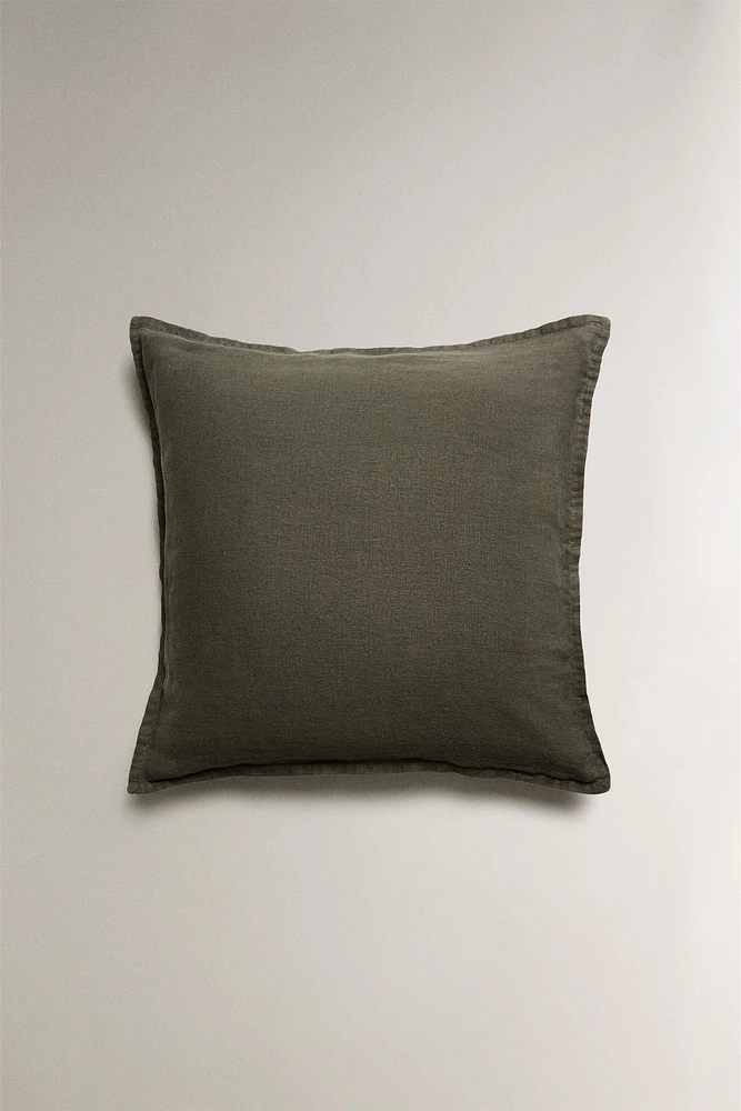 WASHED-EFFECT LINEN PILLOW SHAM FOR QUILT