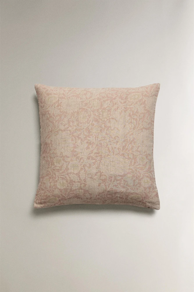 HOUSSE DE COUSSIN LIN DÉLAVÉ IMPRIMÉ MORRIS & CO