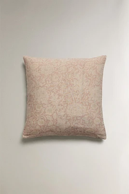HOUSSE DE COUSSIN LIN DÉLAVÉ IMPRIMÉ MORRIS & CO