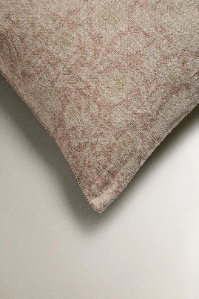 HOUSSE DE COUSSIN LIN DÉLAVÉ IMPRIMÉ MORRIS & CO