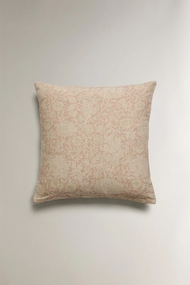 HOUSSE DE COUSSIN LIN DÉLAVÉ IMPRIMÉ MORRIS & CO