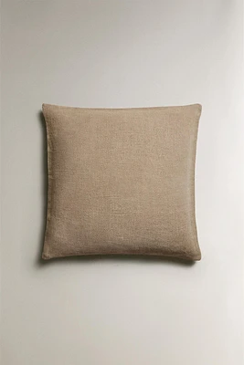 PLAIN FADED EFFECT LINEN BEDSPREAD THROW PILLOW COVER