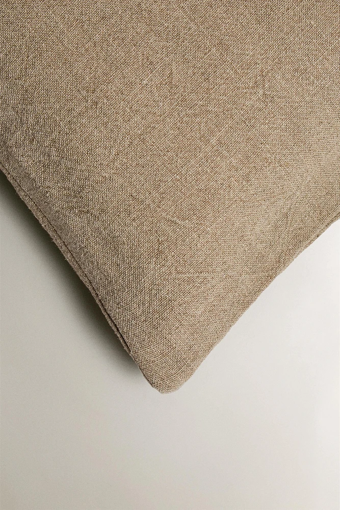 PLAIN FADED EFFECT LINEN BEDSPREAD THROW PILLOW COVER