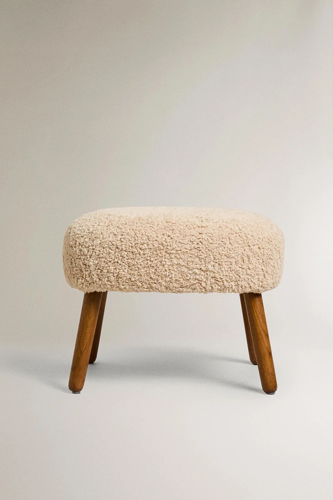 TABOURET REPOSE-PIEDS TISSU BOUCLÉ