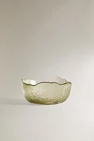 GLASS BOWL WITH RAISED DESIGN