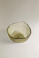 GLASS BOWL WITH RAISED DESIGN