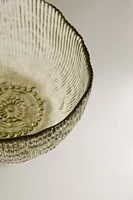 GLASS BOWL WITH RAISED DESIGN