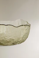 GLASS BOWL WITH RAISED DESIGN