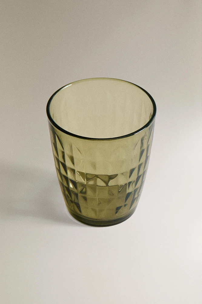 RAISED DESIGN GLASS TUMBLER