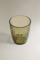 RAISED DESIGN GLASS TUMBLER