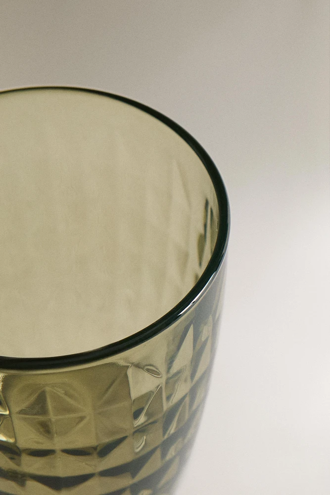 RAISED DESIGN GLASS TUMBLER
