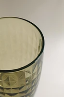 RAISED DESIGN GLASS TUMBLER