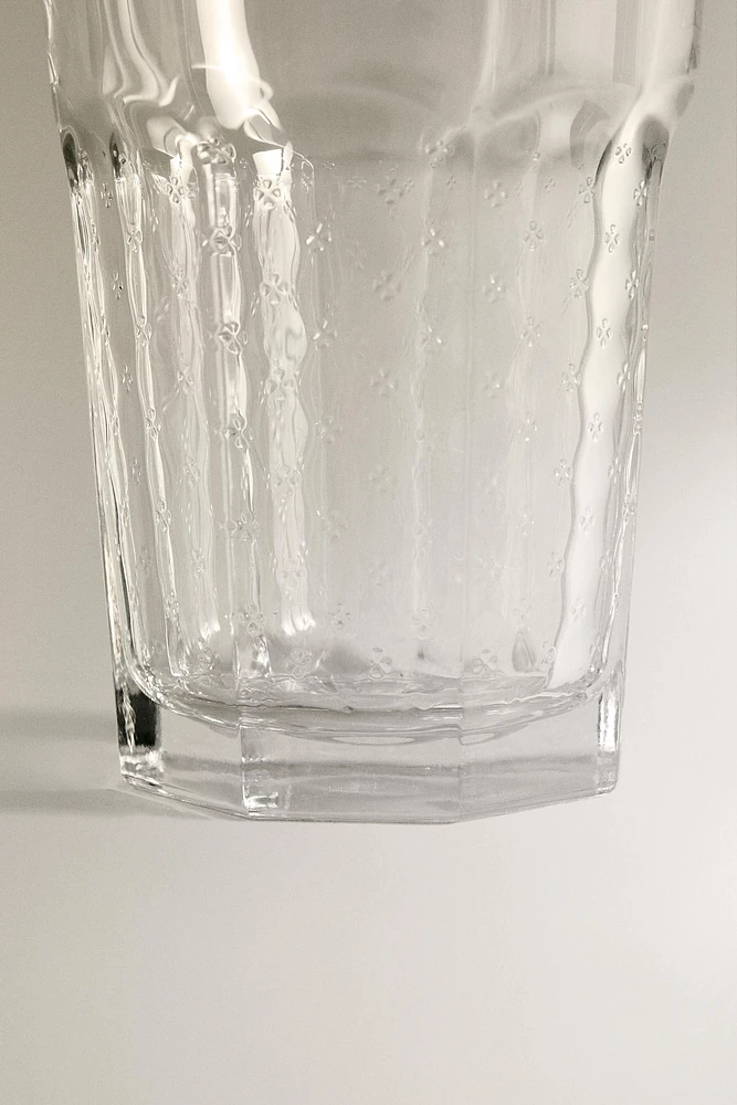 RAISED DESIGN GLASS TUMBLER