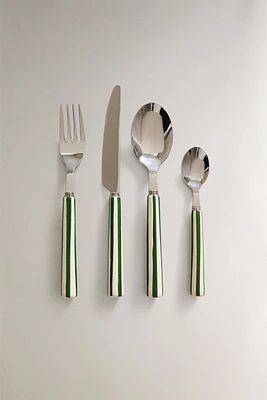 4-PIECE FLATWARE SET WITH CERAMIC HANDLE