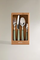 4-PIECE FLATWARE SET WITH CERAMIC HANDLE