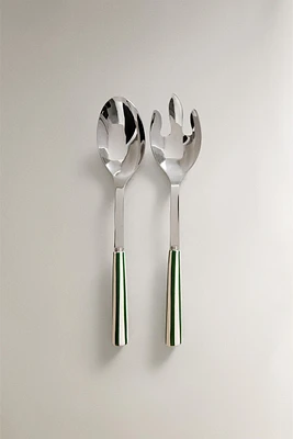 SALAD FLATWARE SET WITH CERAMIC HANDLE (SET OF 2)