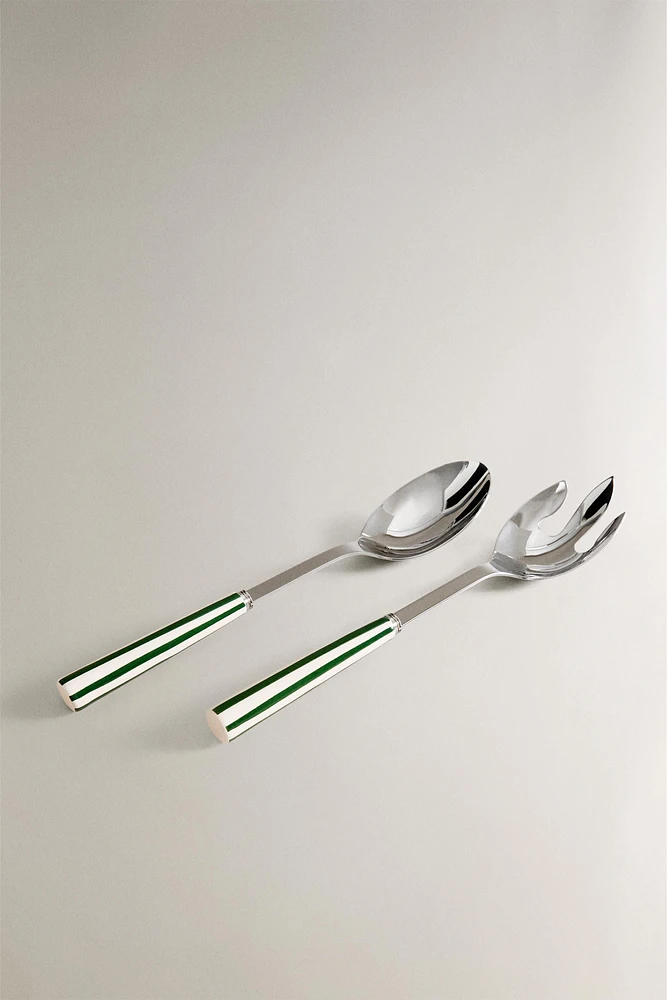 ENSEMBLE COUVERTS SALADE MANCHE CÉRAMIQUE (LOT DE 2)