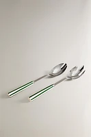 SALAD FLATWARE SET WITH CERAMIC HANDLE (SET OF 2)