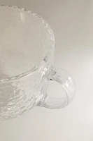 GLASS CUP WITH RAISED DESIGN