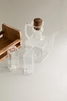 BOROSILICATE GLASS AND WOOD CRUET SET