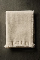 PLAIN WOOL BLANKET WITH FRINGING