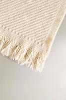 PLAIN WOOL BLANKET WITH FRINGING