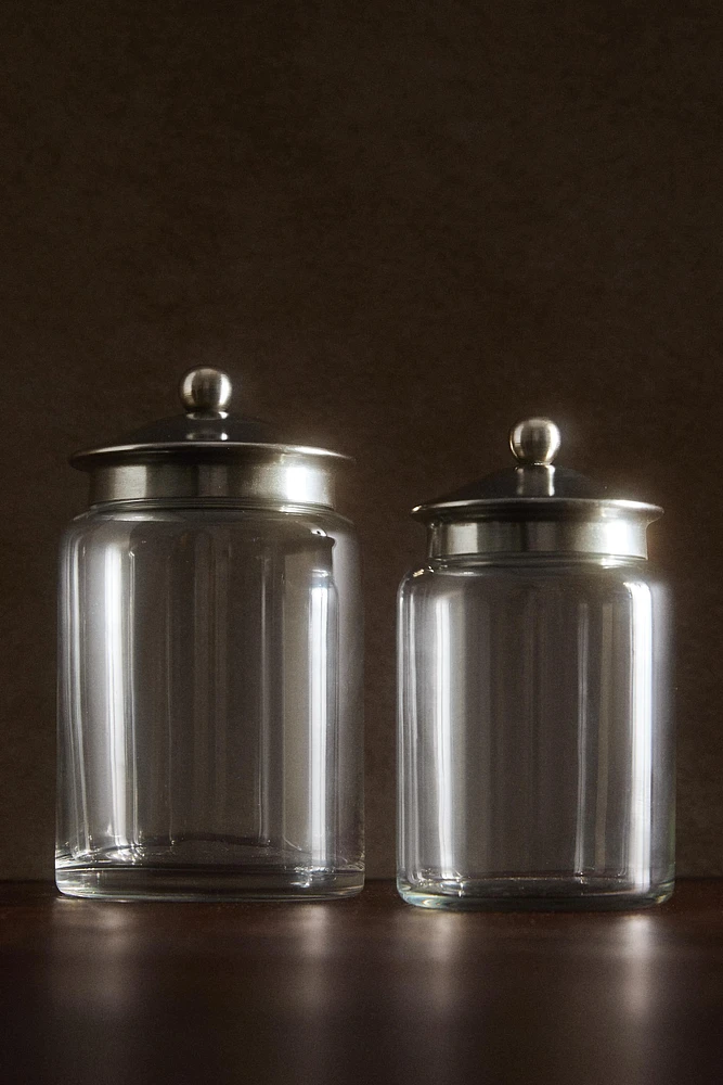 METAL BATHROOM JAR WITH LID