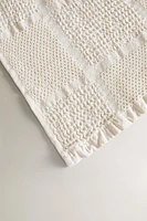 WAFFLE-TEXTURE PATCHWORK BATH TOWEL