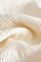 WAFFLE-TEXTURE PATCHWORK BATH TOWEL