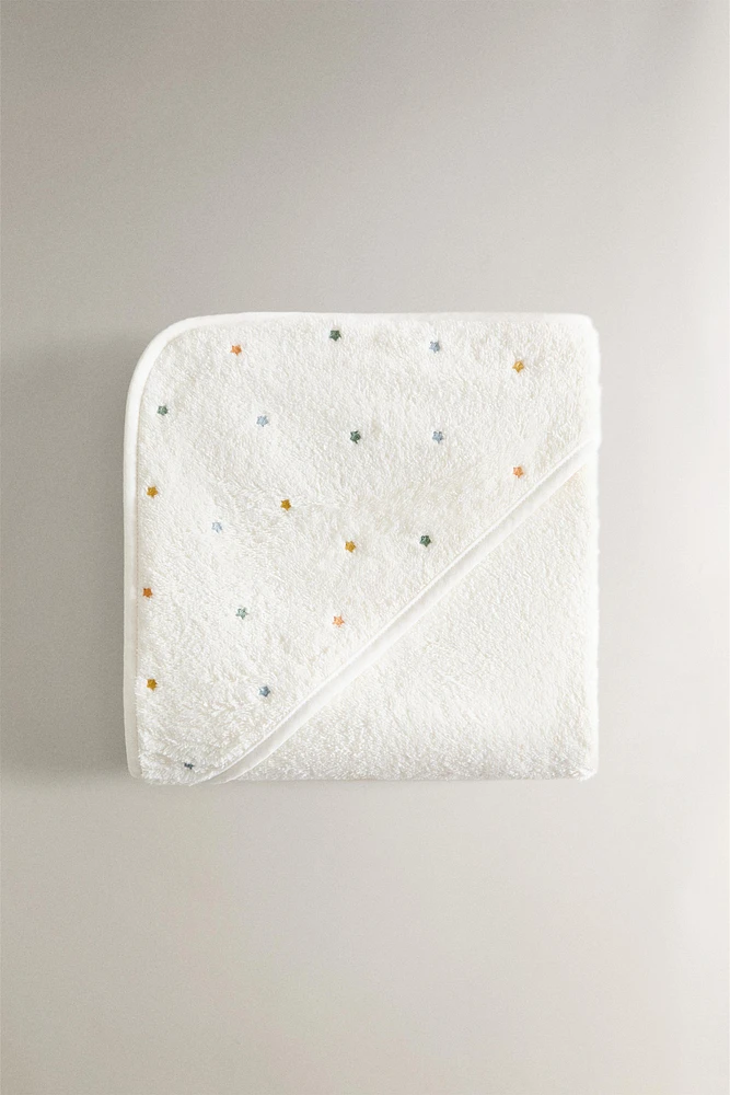 HOODED BABY TOWEL WITH STARS