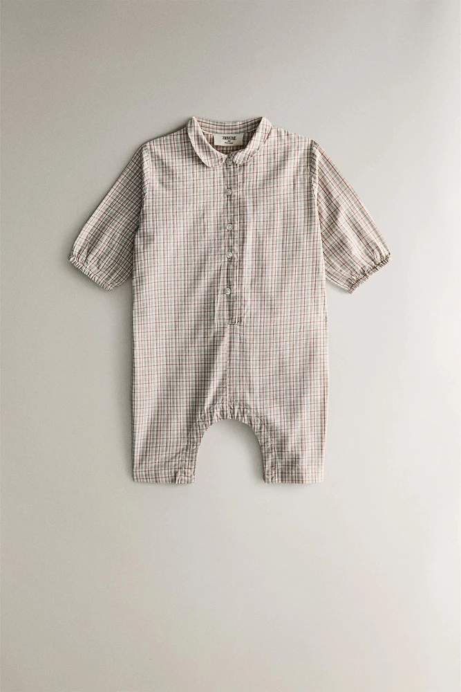 CHILDREN’S CHECK FOOTED ROMPER