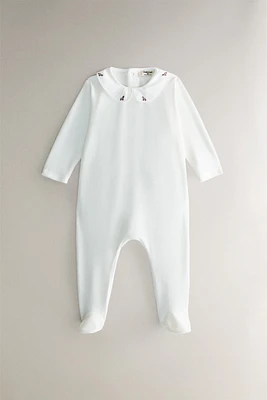 CHILDREN’S DUCK VELOUR FOOTED ROMPER