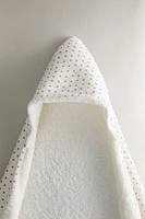 HOODED BABY TOWEL WITH MINI FLOWERS