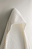 HOODED BABY TOWEL WITH MINI FLOWERS